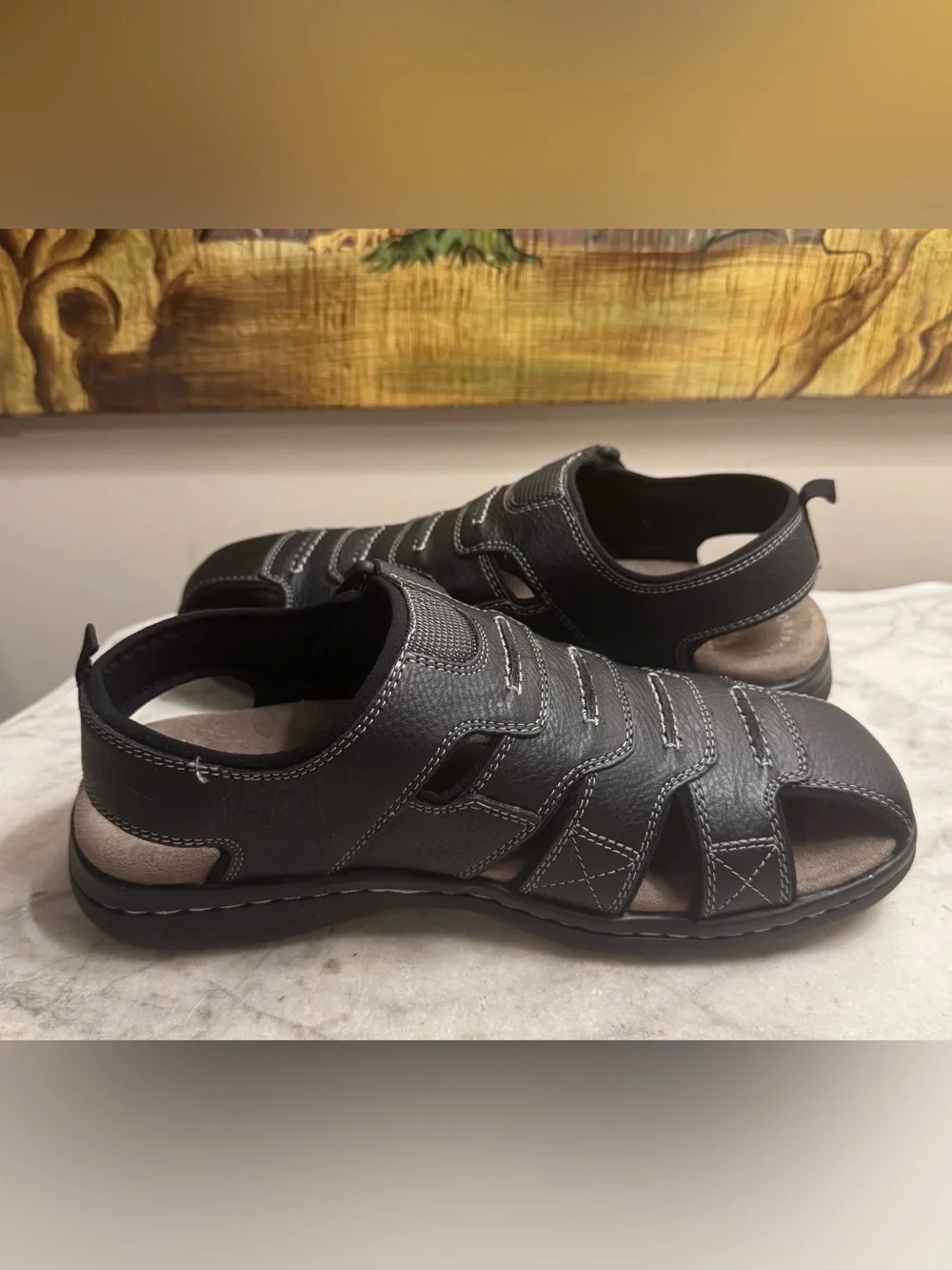 Dockers Men's Black Memory Foam Searose Fisherman-Style Sandals, Size 8 M, New!